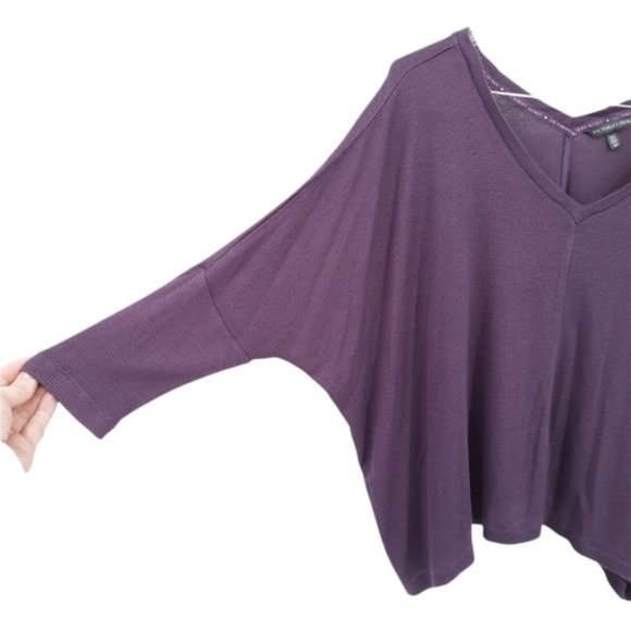 Victoria's Secret Purple Oversized Waffle Knit V-Neck V-Back Slouchy Crop Top S - Picture 2 of 11